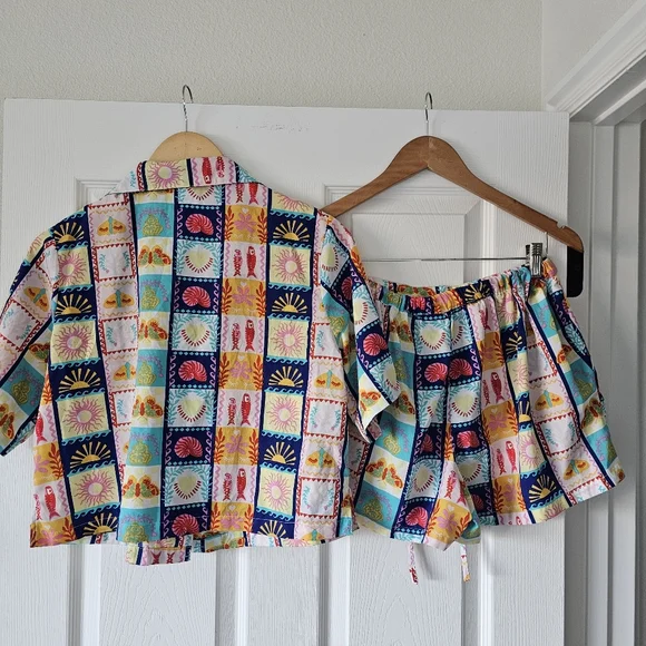 Cynthia Rowley Small Shorts Sleepwear Loungewear Pajama's Set Cropped PJ's  #98 - Picture 3 of 10